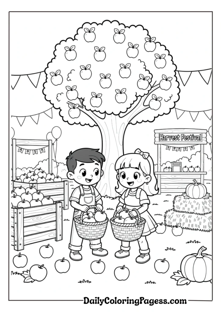 A Children Picking Apples at the Harvest Festival (2)