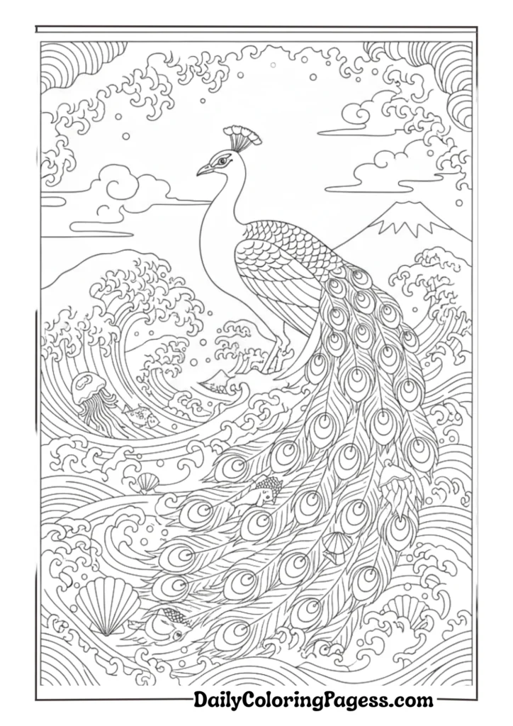 Royal Peacock Coloring Pages 