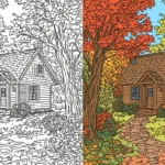 A Peaceful Fall Cottage Surrounded by Leaves-min